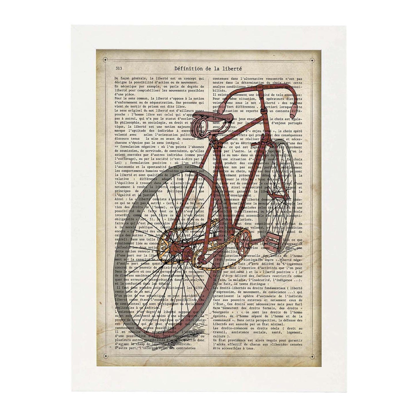 Poster de Bicicleta. Láminas de bicicletas definiciones.-Artwork-Nacnic-A3-Marco Blanco-Nacnic Estudio SL