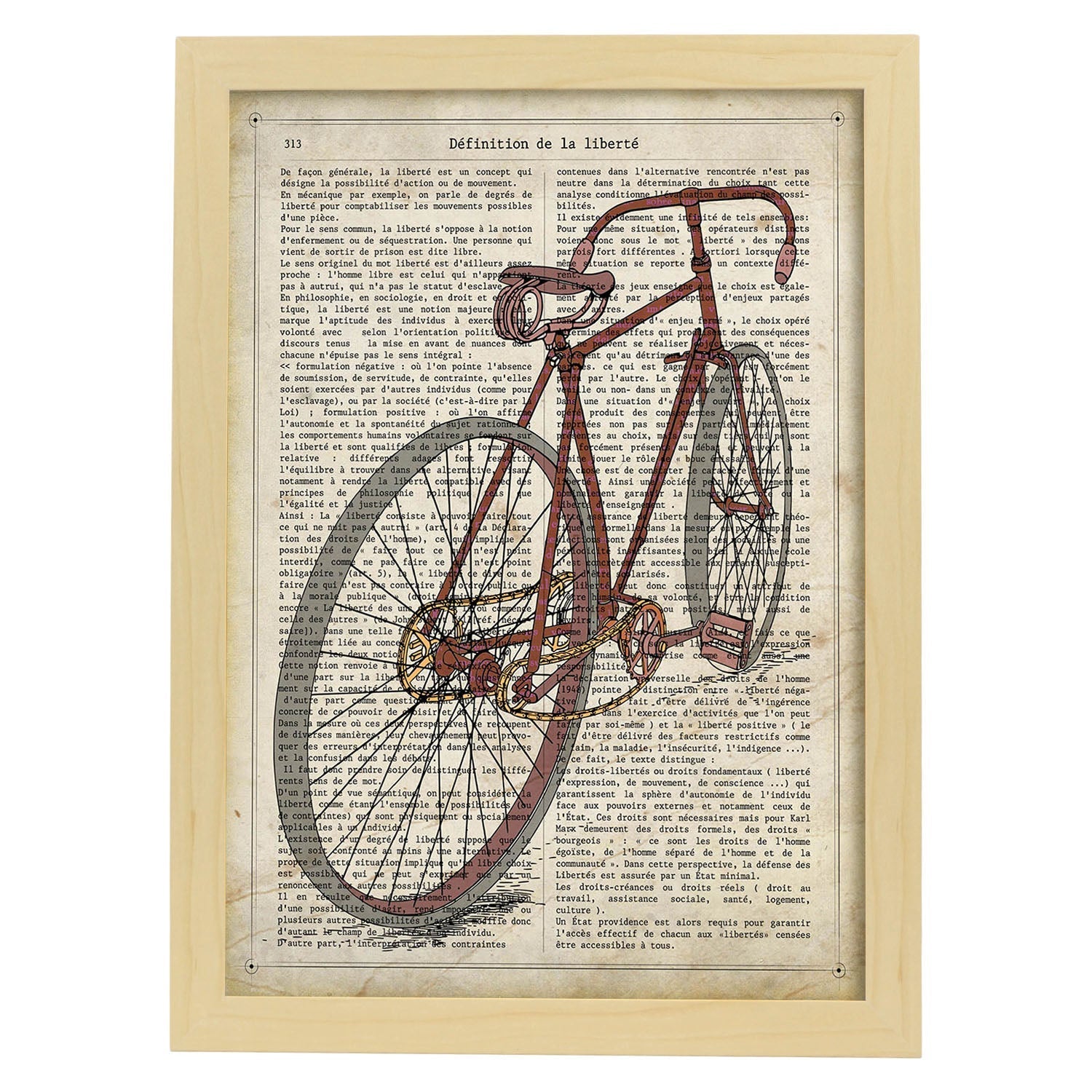 Poster de Bicicleta. Láminas de bicicletas definiciones.-Artwork-Nacnic-A3-Marco Madera clara-Nacnic Estudio SL