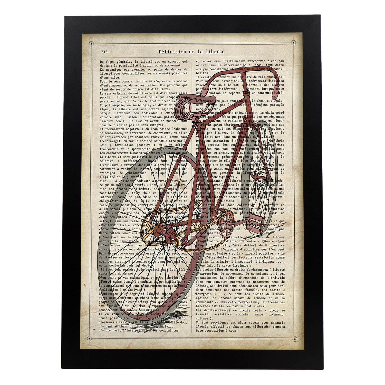 Poster de Bicicleta. Láminas de bicicletas definiciones.-Artwork-Nacnic-A3-Marco Negro-Nacnic Estudio SL