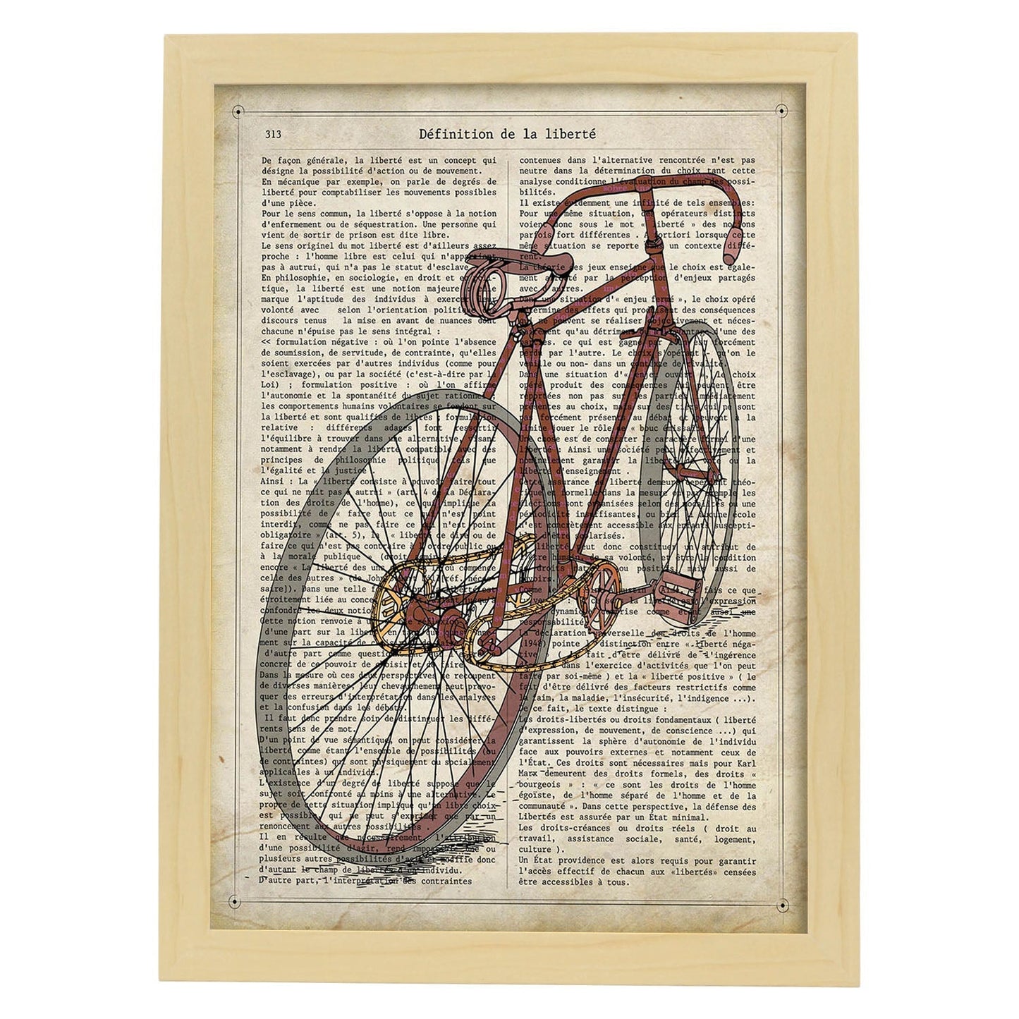 Poster de Bicicleta. Láminas de bicicletas definiciones.-Artwork-Nacnic-A4-Marco Madera clara-Nacnic Estudio SL
