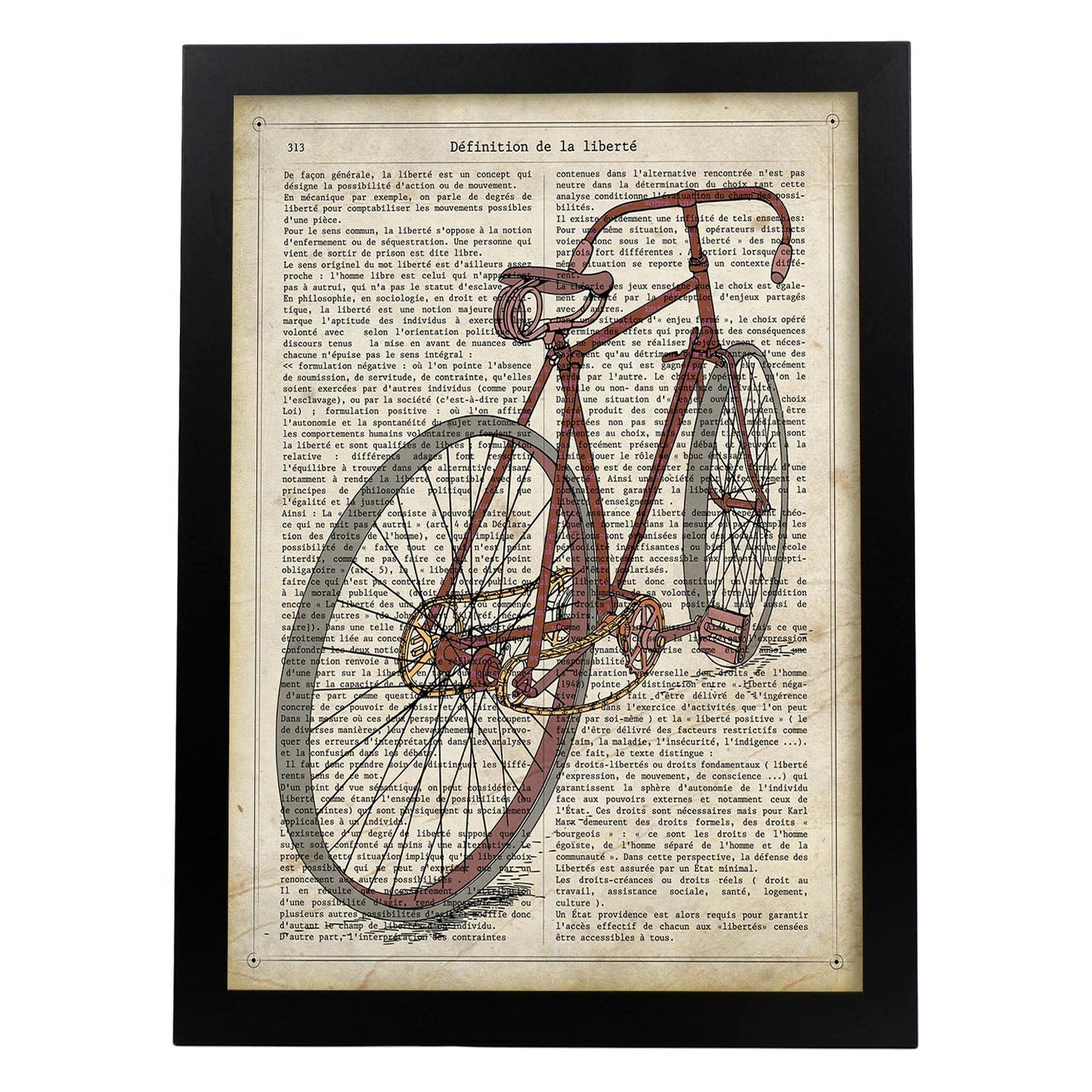 Poster de Bicicleta. Láminas de bicicletas definiciones.-Artwork-Nacnic-A4-Marco Negro-Nacnic Estudio SL