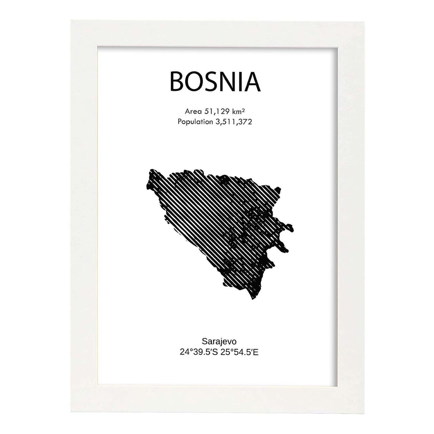 Poster de Bosnia. Láminas de paises y continentes del mundo.-Artwork-Nacnic-A3-Marco Blanco-Nacnic Estudio SL