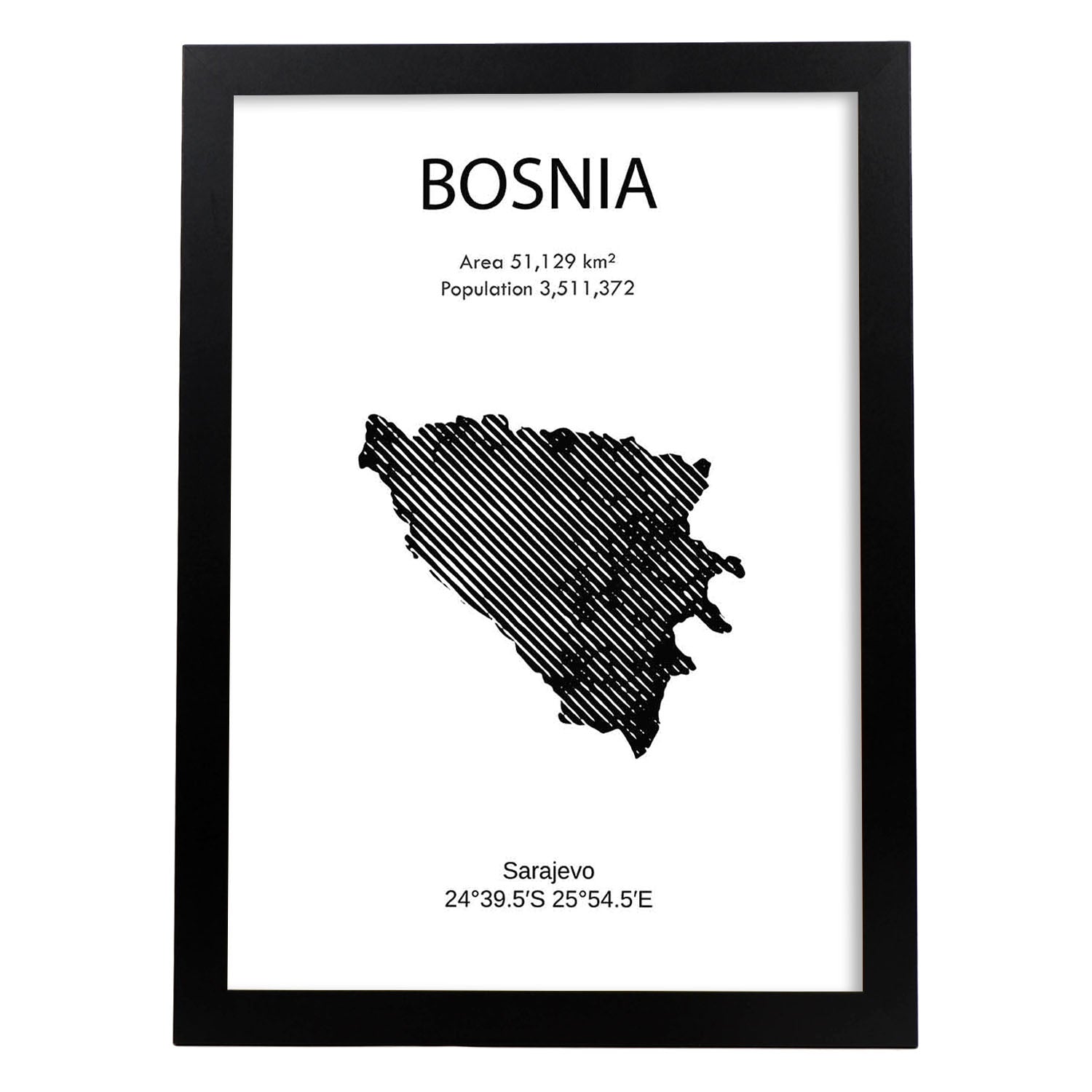 Poster de Bosnia. Láminas de paises y continentes del mundo.-Artwork-Nacnic-A3-Marco Negro-Nacnic Estudio SL