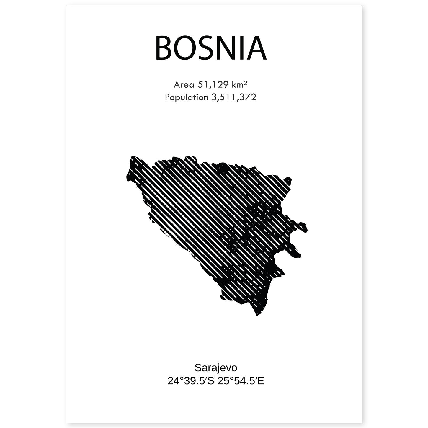 Poster de Bosnia. Láminas de paises y continentes del mundo.-Artwork-Nacnic-A4-Sin marco-Nacnic Estudio SL