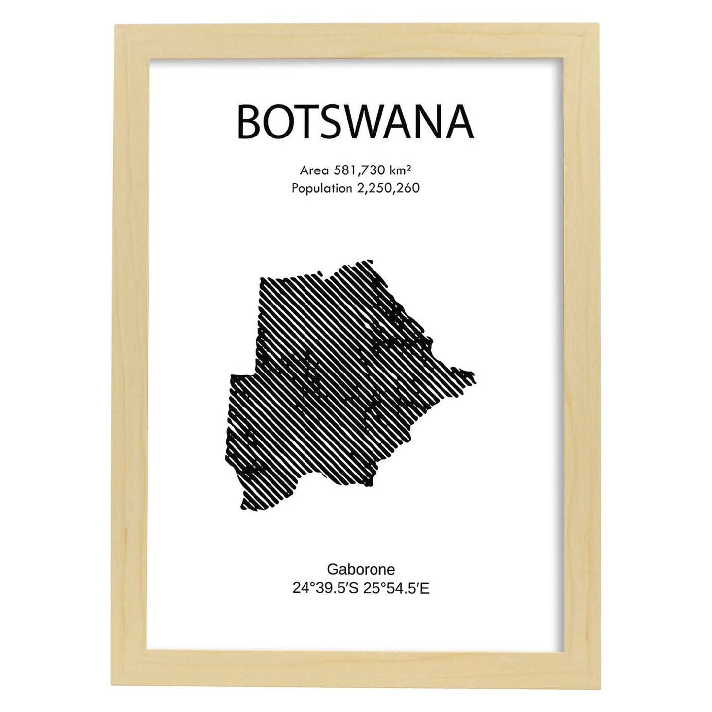 Poster de Botswana. Láminas de paises y continentes del mundo.-Artwork-Nacnic-A3-Marco Madera clara-Nacnic Estudio SL