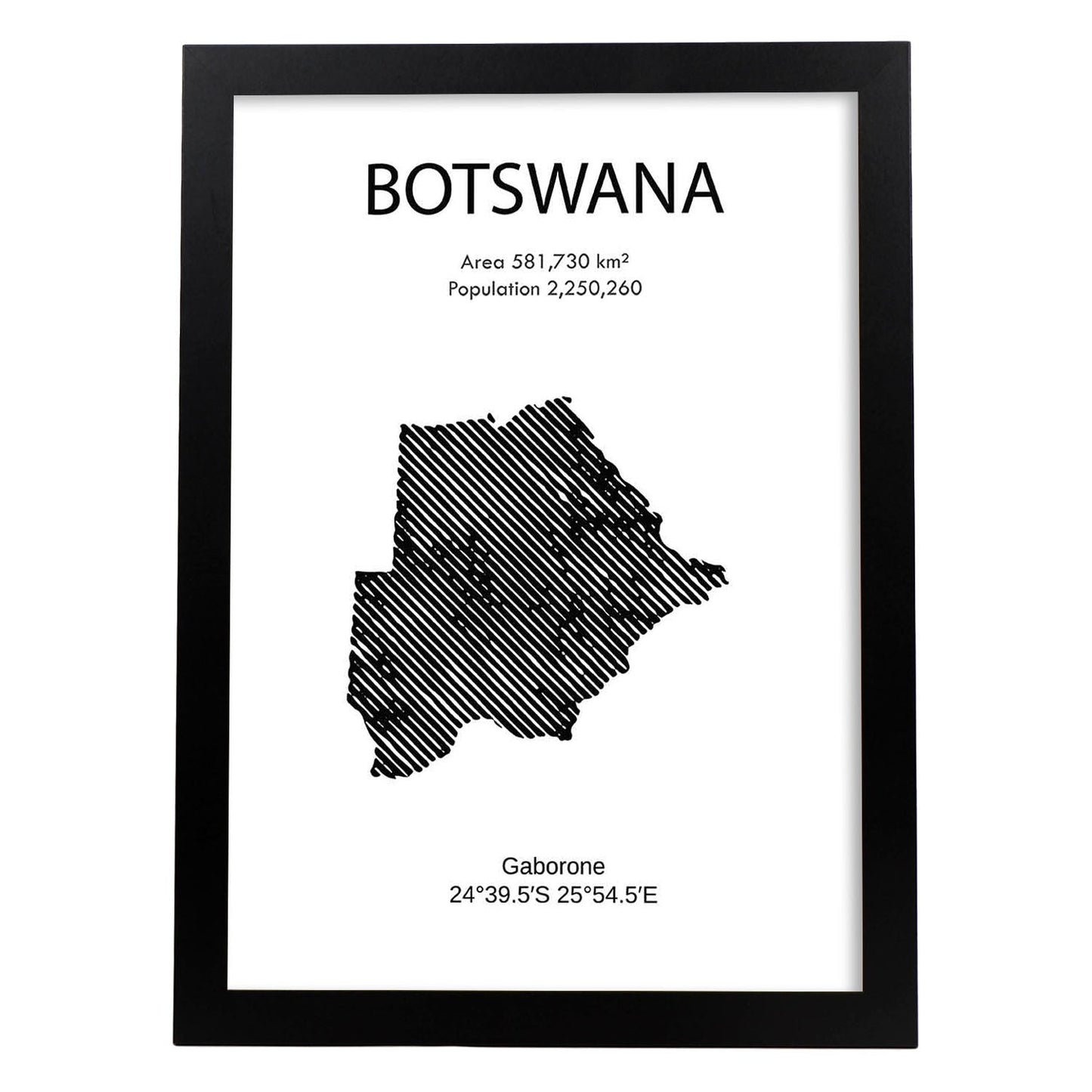 Poster de Botswana. Láminas de paises y continentes del mundo.-Artwork-Nacnic-A3-Marco Negro-Nacnic Estudio SL