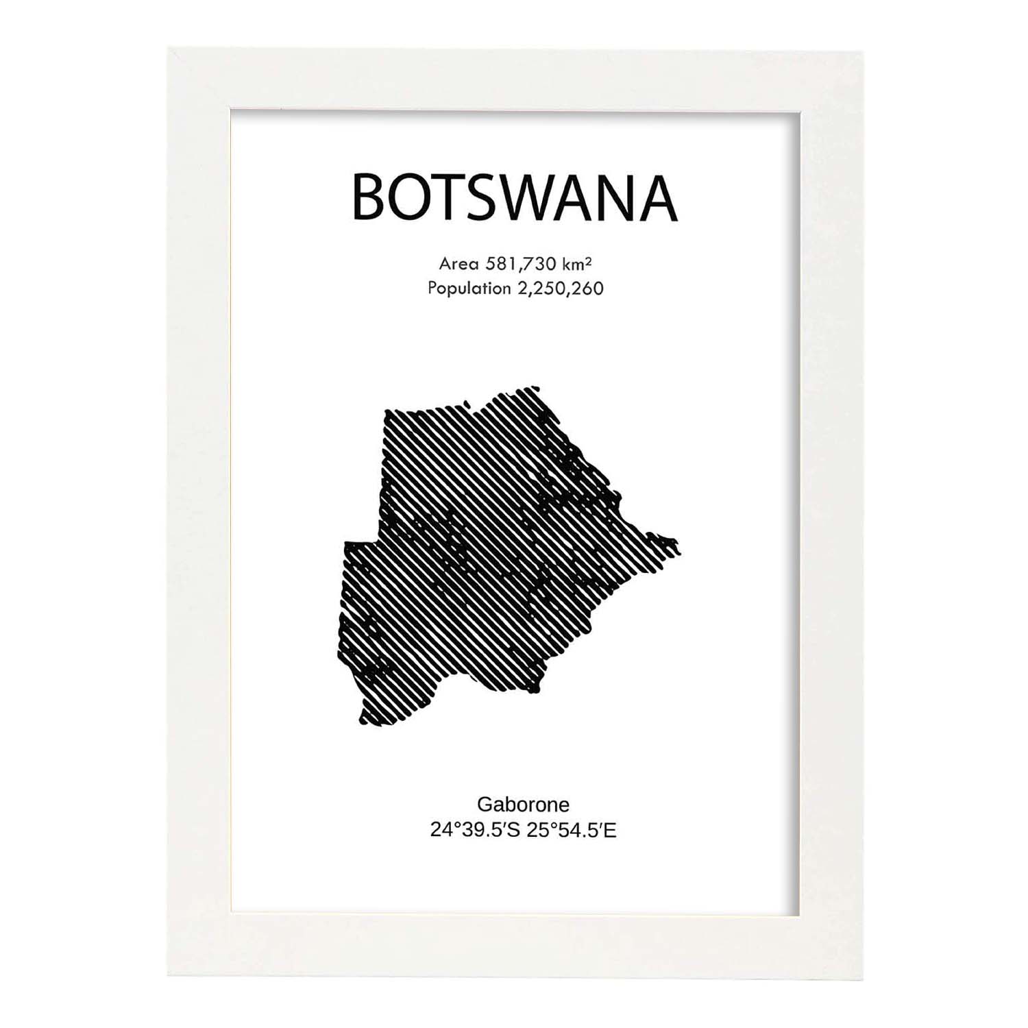 Poster de Botswana. Láminas de paises y continentes del mundo.-Artwork-Nacnic-A4-Marco Blanco-Nacnic Estudio SL