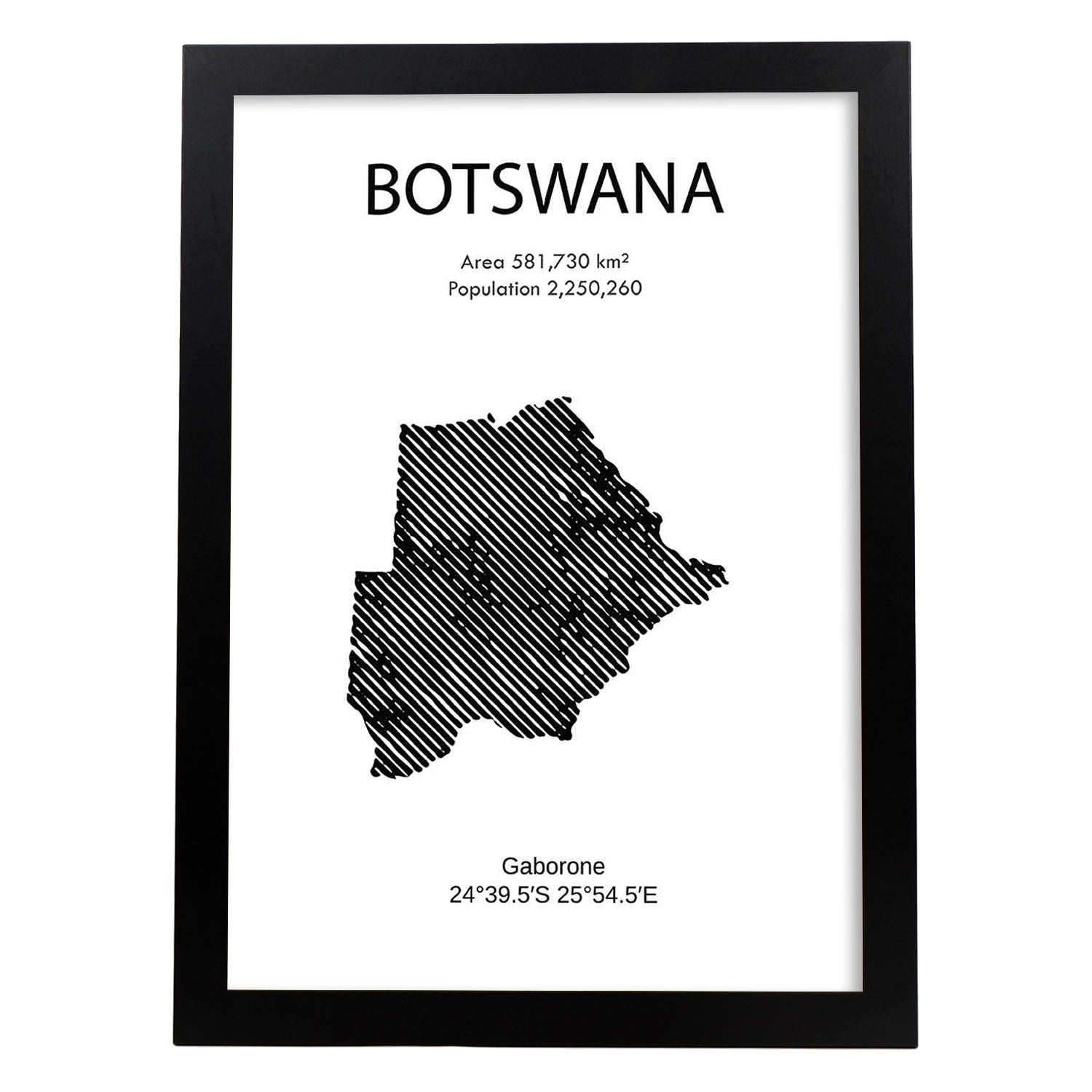 Poster de Botswana. Láminas de paises y continentes del mundo.-Artwork-Nacnic-A4-Marco Negro-Nacnic Estudio SL