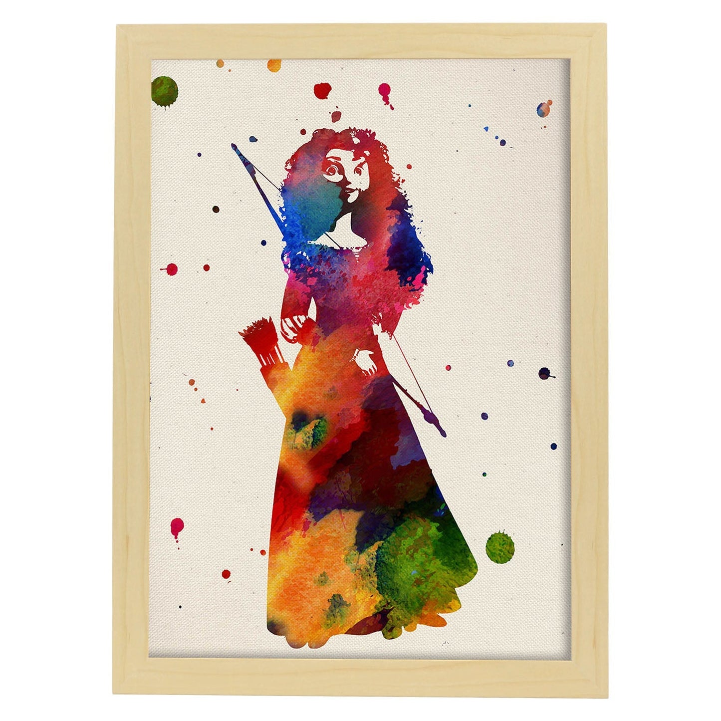 Poster de Brave con diseño acuarela. Mix de láminas con estilo acuarela-Artwork-Nacnic-A4-Marco Madera clara-Nacnic Estudio SL