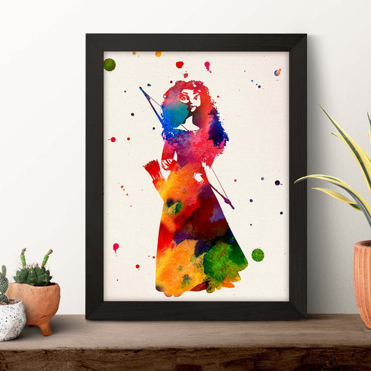 Poster de Brave con diseño acuarela. Mix de láminas con estilo acuarela-Artwork-Nacnic-Nacnic Estudio SL