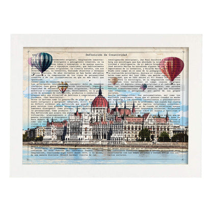 Poster de Budapest. Láminas e ilustraciones de ciudades del mundo y monumentos famosos.-Artwork-Nacnic-A4-Marco Blanco-Nacnic Estudio SL