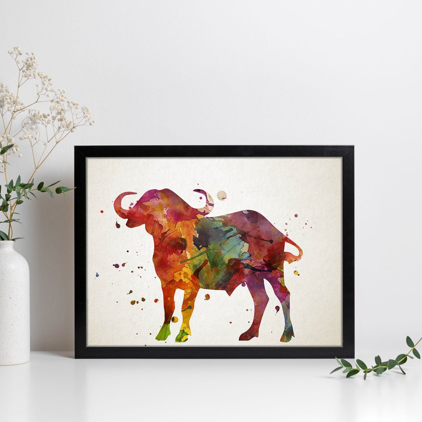 Poster de Buffalo estilo acuarela. Láminas de animales con estilo acuarela-Artwork-Nacnic-Nacnic Estudio SL