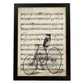 Poster de Buho en bicicleta sobre partitura. Láminas de imágenes con partituras. Diseño de música para el hogar.-Artwork-Nacnic-A3-Marco Negro-Nacnic Estudio SL