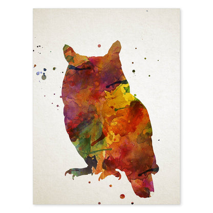 Poster de Buho estilo acuarela. Láminas de animales con estilo acuarela-Artwork-Nacnic-A4-Sin marco-Nacnic Estudio SL