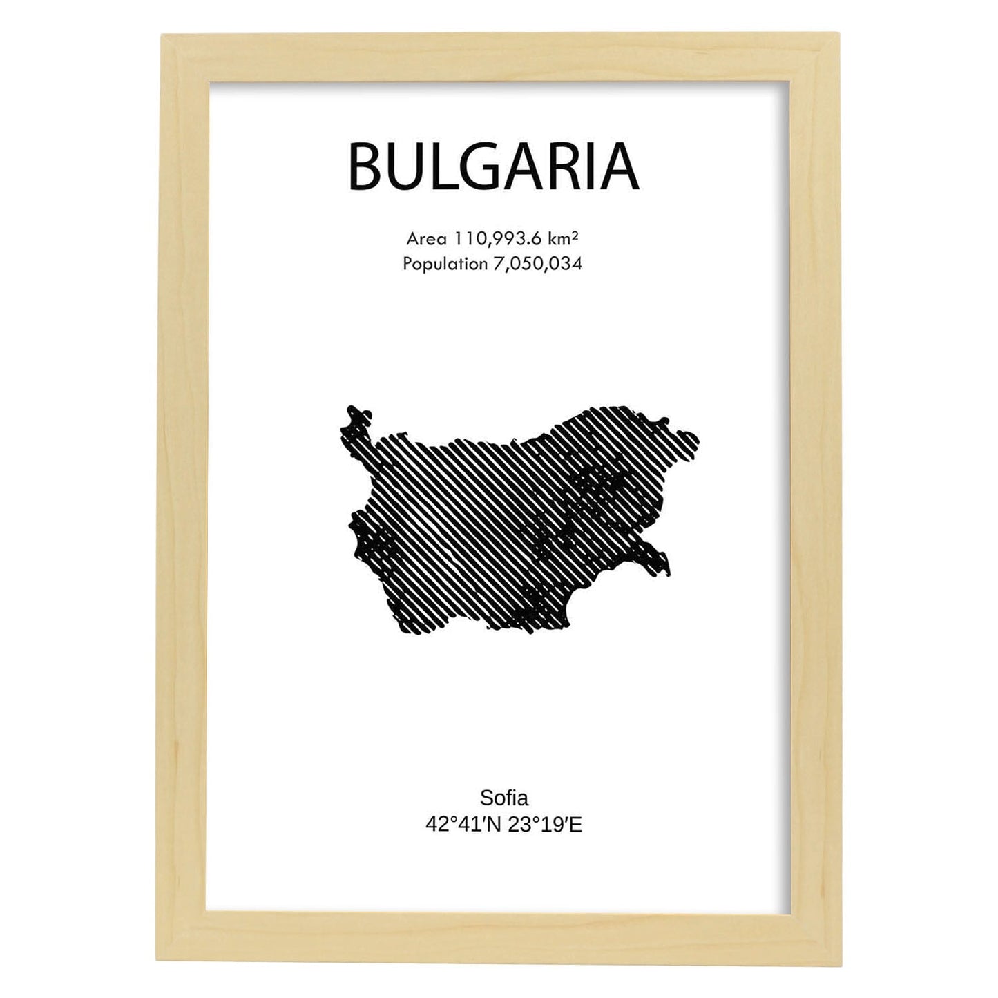 Poster de Bulgaria. Láminas de paises y continentes del mundo.-Artwork-Nacnic-A3-Marco Madera clara-Nacnic Estudio SL