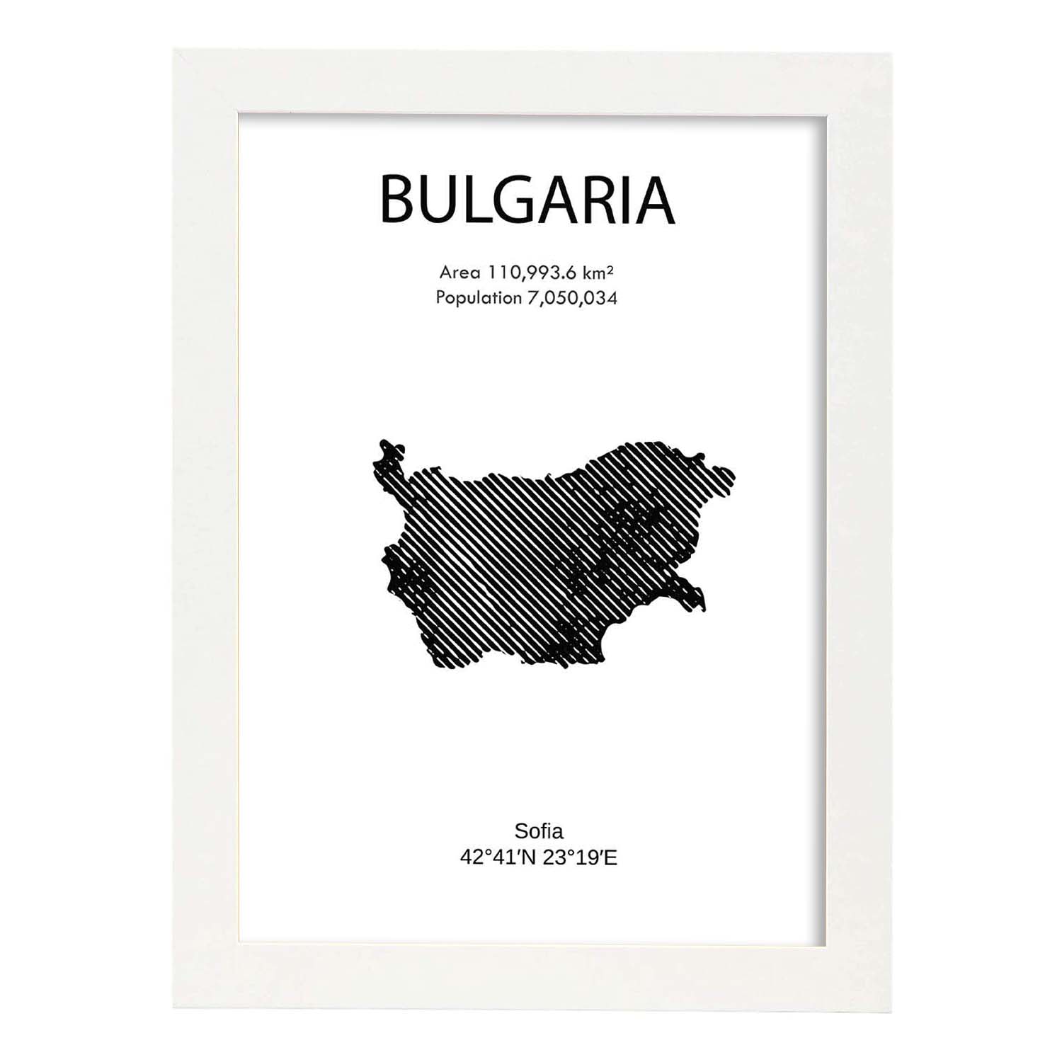 Poster de Bulgaria. Láminas de paises y continentes del mundo.-Artwork-Nacnic-A4-Marco Blanco-Nacnic Estudio SL