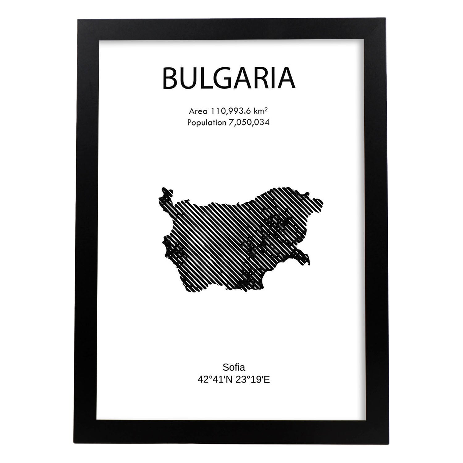 Poster de Bulgaria. Láminas de paises y continentes del mundo.-Artwork-Nacnic-A4-Marco Negro-Nacnic Estudio SL