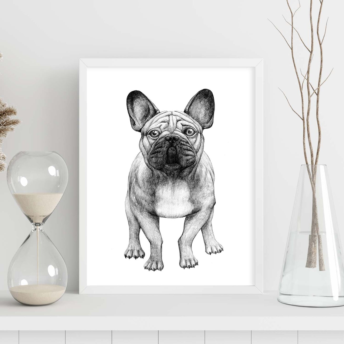 Poster de Bulldog blanco. Lámina decorativa de perros.-Artwork-Nacnic-Nacnic Estudio SL