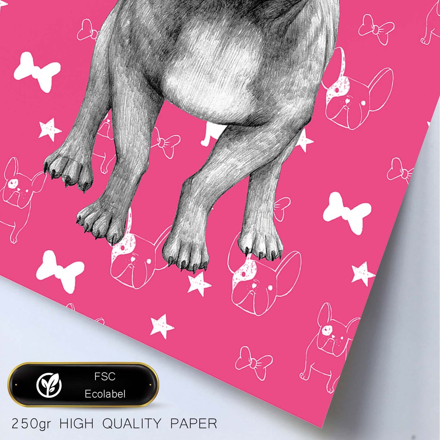 Poster de Bulldog rosa. Lámina decorativa de perros.-Artwork-Nacnic-Nacnic Estudio SL