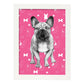 Poster de Bulldog rosa. Lámina decorativa de perros.-Artwork-Nacnic-A4-Marco Blanco-Nacnic Estudio SL