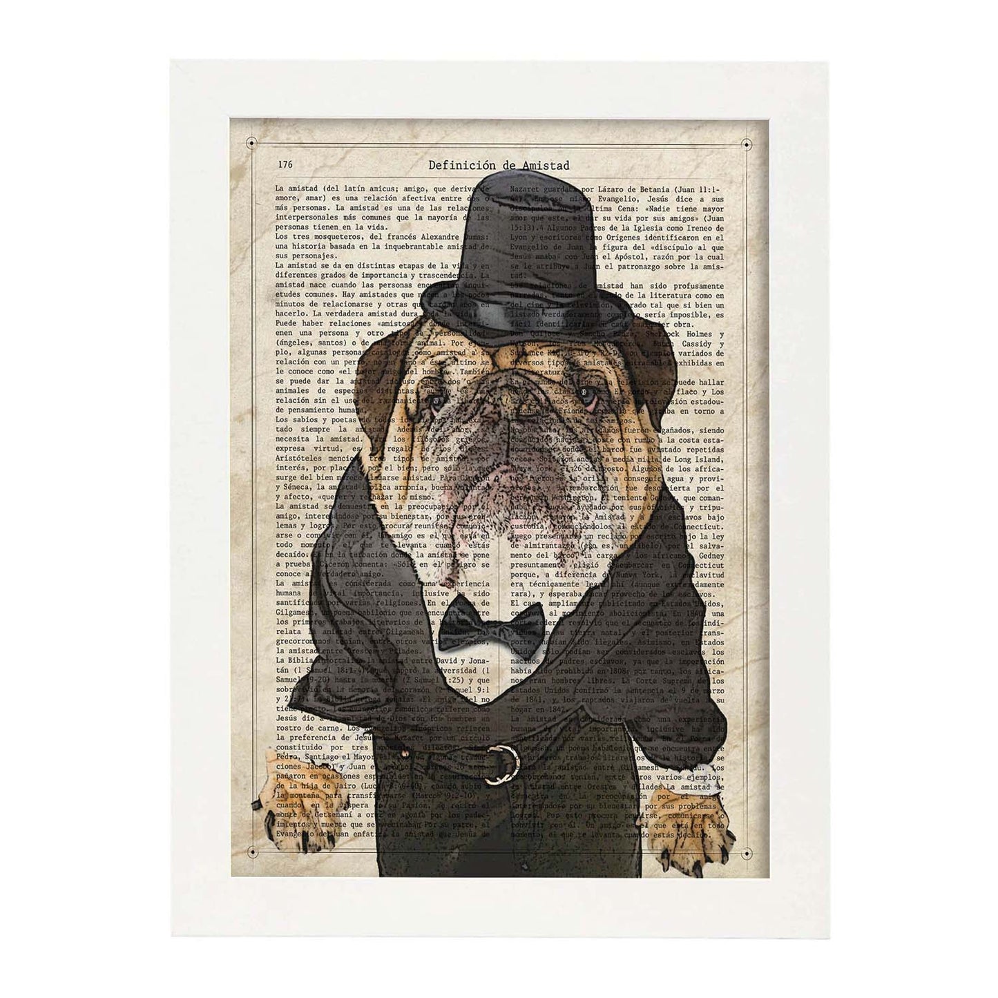 Poster de Bulldog trajeado. Láminas de animales con definiciones. Regalo para los amantes de los animales.-Artwork-Nacnic-Nacnic Estudio SL