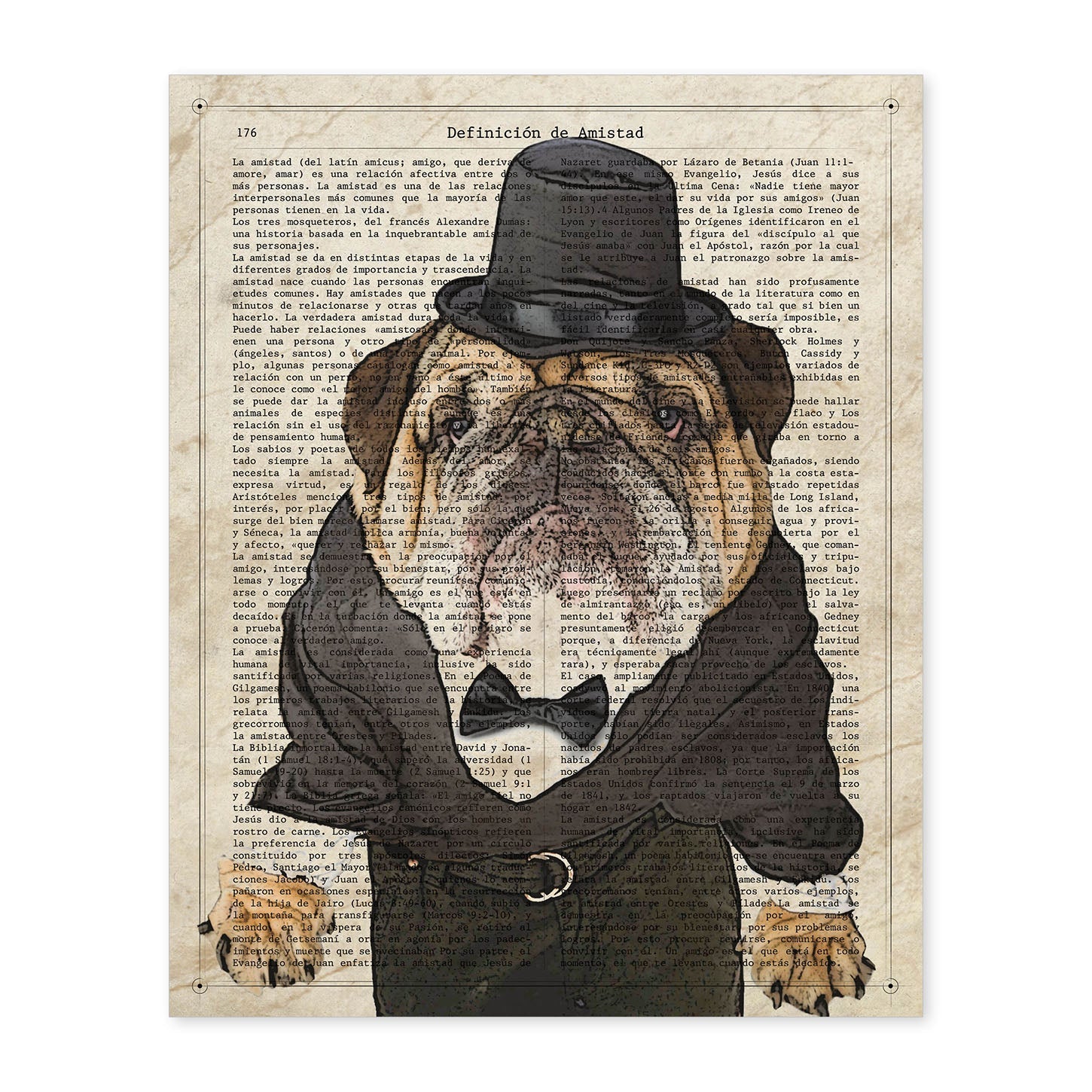 Poster de Bulldog trajeado. Láminas de animales con definiciones. Regalo para los amantes de los animales.-Artwork-Nacnic-A4-Sin marco-Nacnic Estudio SL