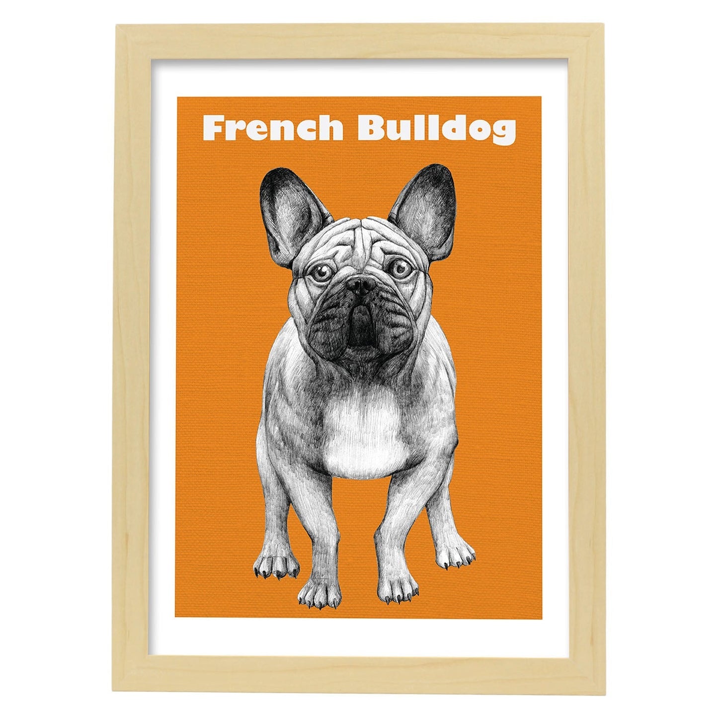 Poster de Bulldog. Lámina decorativa de perros.-Artwork-Nacnic-A4-Marco Madera clara-Nacnic Estudio SL