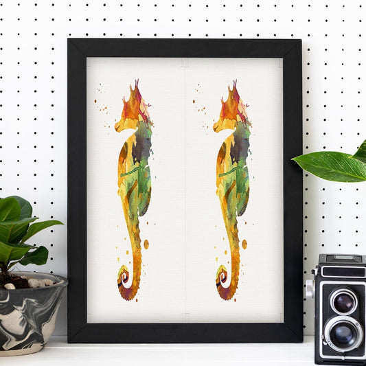 Poster de Caballito de Mar estilo acuarela. Láminas de animales con estilo acuarela-Artwork-Nacnic-Nacnic Estudio SL