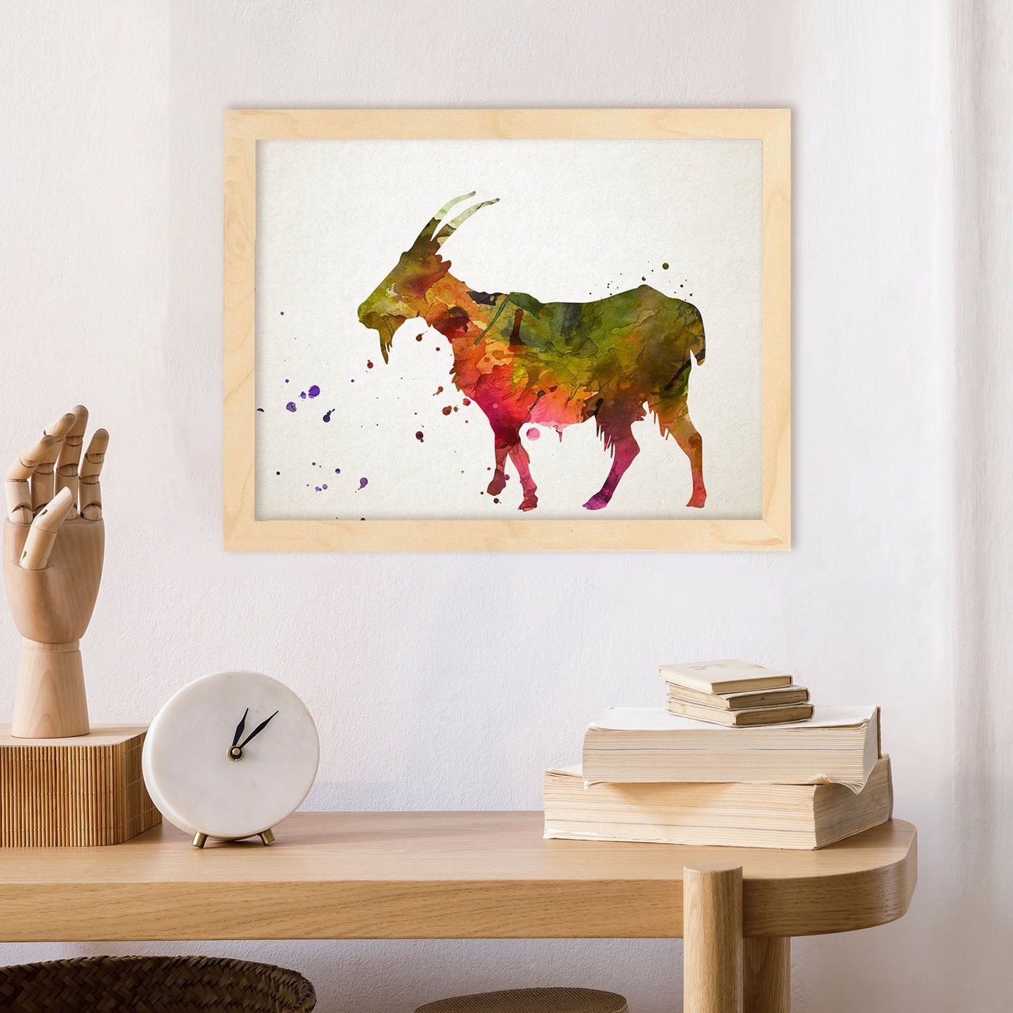 Poster de Cabra estilo acuarela. Láminas de animales con estilo acuarela-Artwork-Nacnic-Nacnic Estudio SL
