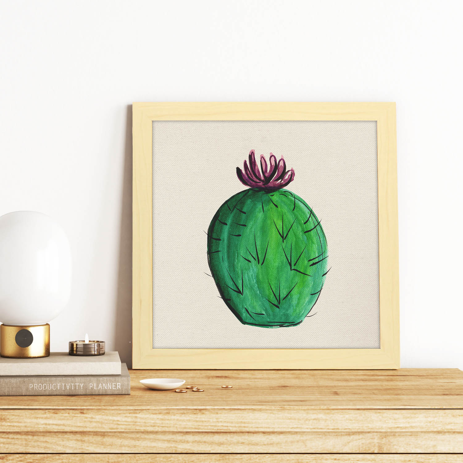 Poster de cactus dibujado. Lámina de Cactus en flor-Artwork-Nacnic-Nacnic Estudio SL