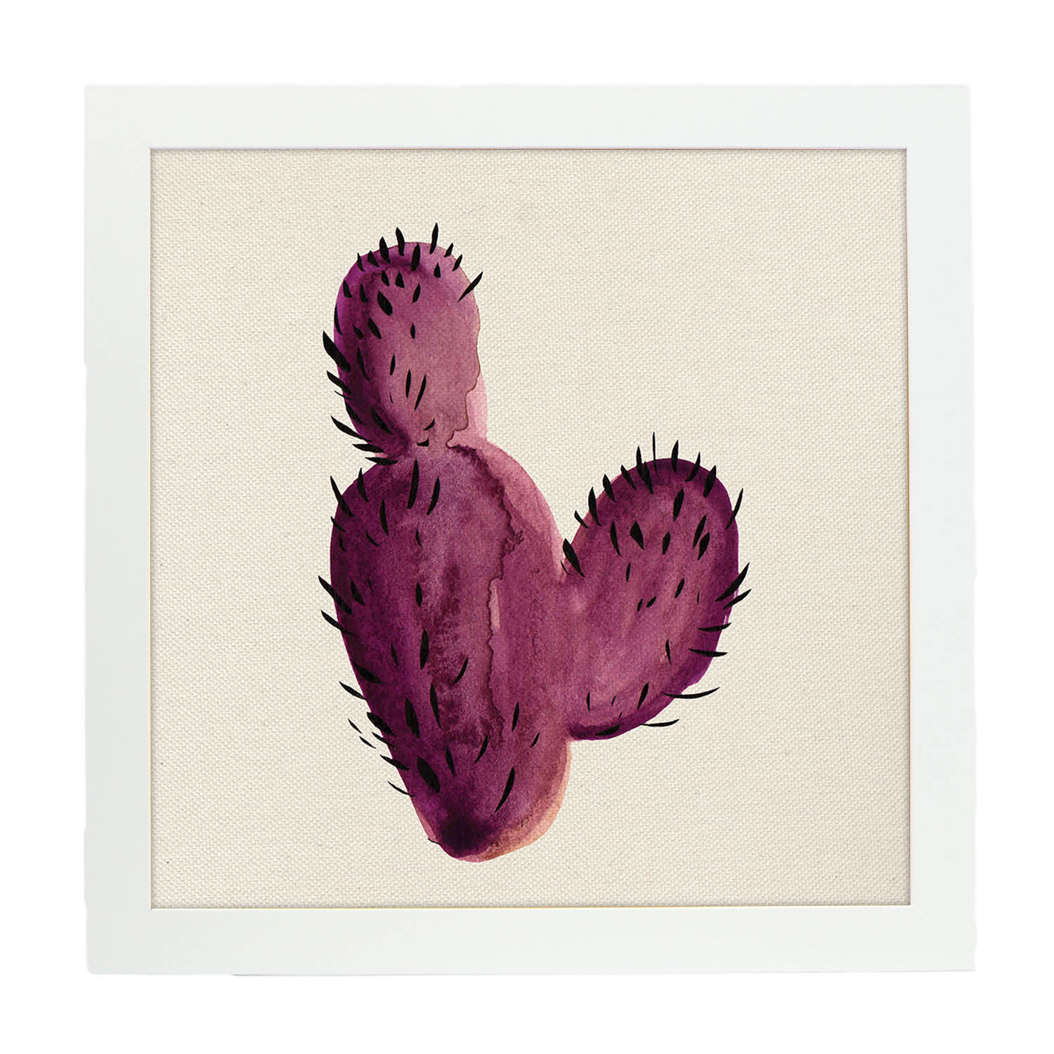 Poster de cactus dibujado. Lámina de Espinas de color-Artwork-Nacnic-20x20 cm-Marco Blanco-Nacnic Estudio SL