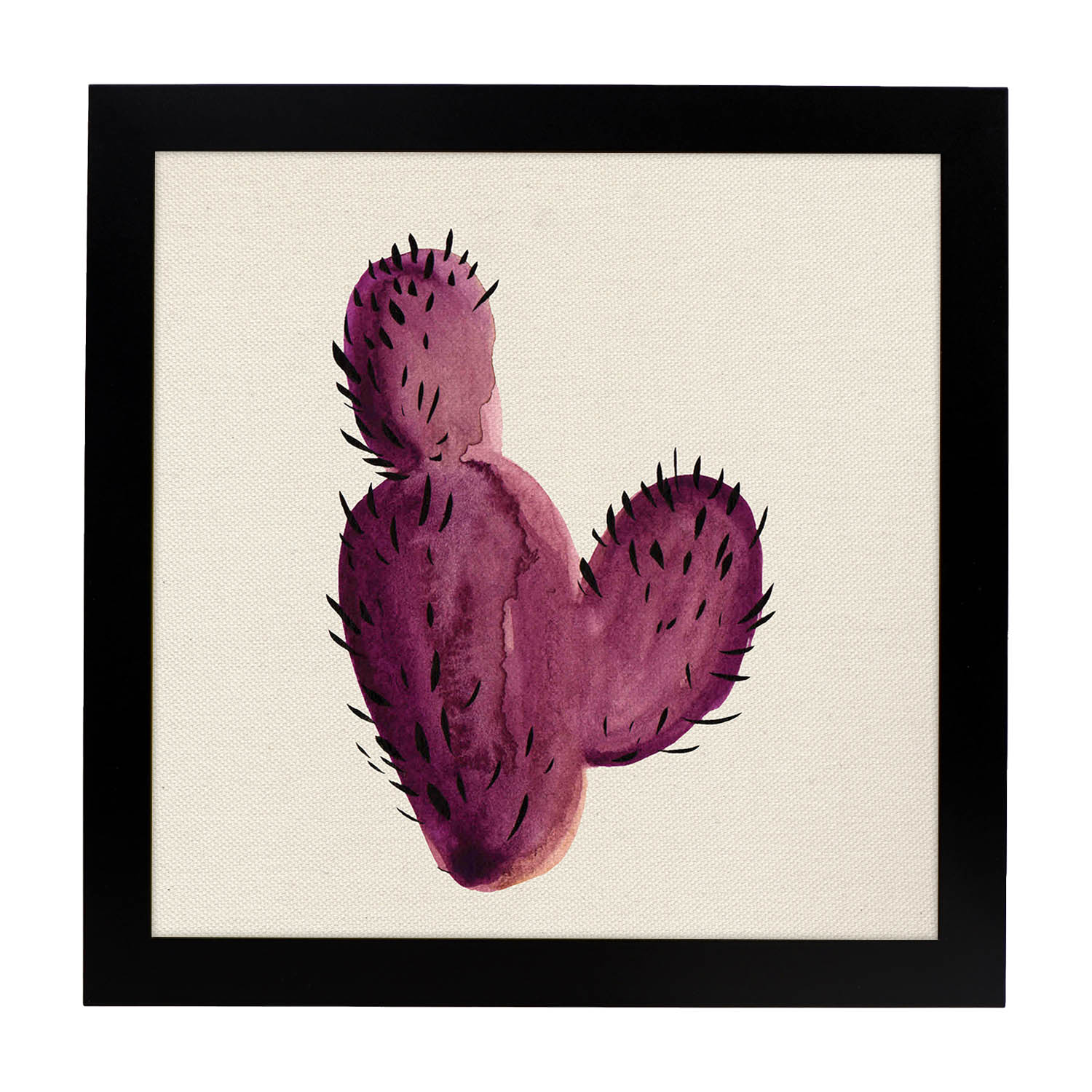 Poster de cactus dibujado. Lámina de Espinas de color-Artwork-Nacnic-20x20 cm-Marco Negro-Nacnic Estudio SL