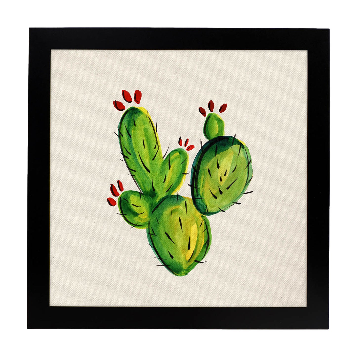 Poster de cactus dibujado. Lámina de Mírame, no me toques-Artwork-Nacnic-20x20 cm-Marco Negro-Nacnic Estudio SL