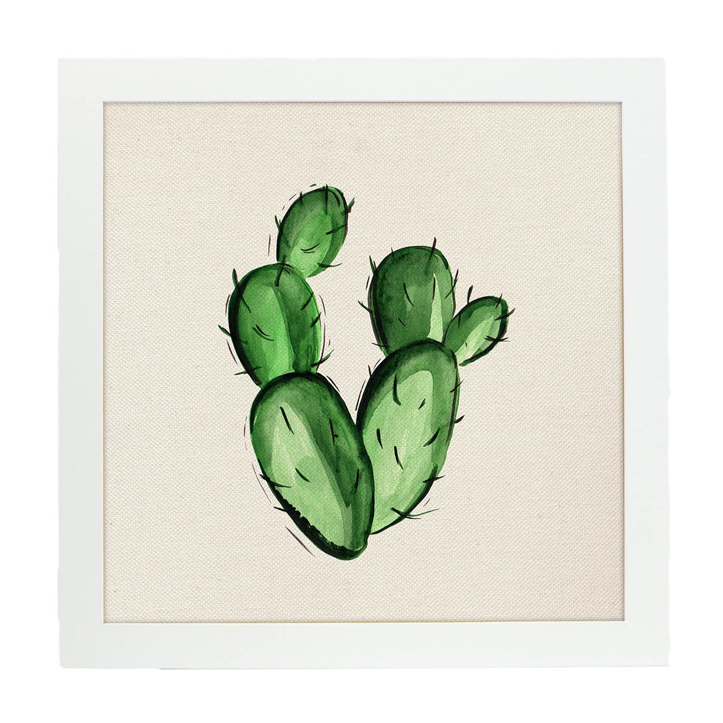 Poster de cactus dibujado. Lámina de Todo pasión-Artwork-Nacnic-20x20 cm-Marco Blanco-Nacnic Estudio SL