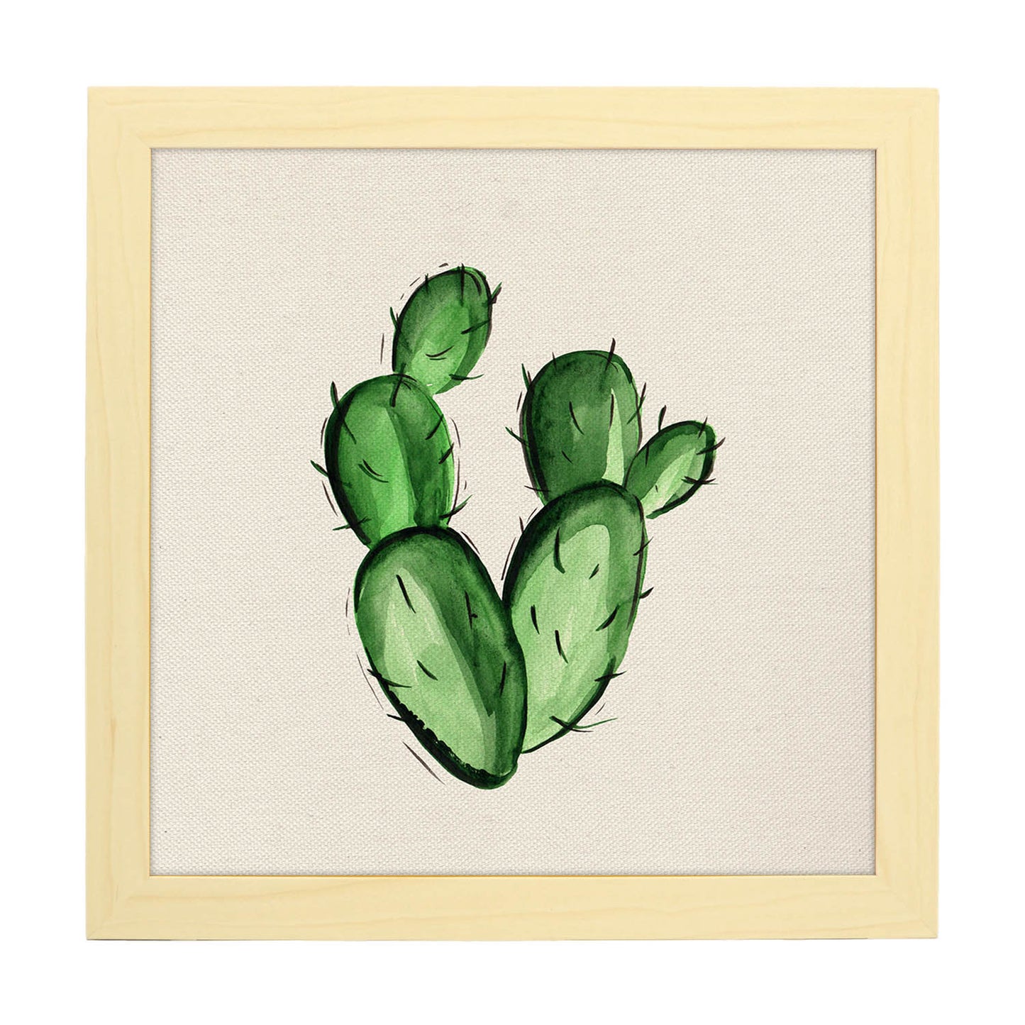 Poster de cactus dibujado. Lámina de Todo pasión-Artwork-Nacnic-20x20 cm-Marco Madera clara-Nacnic Estudio SL
