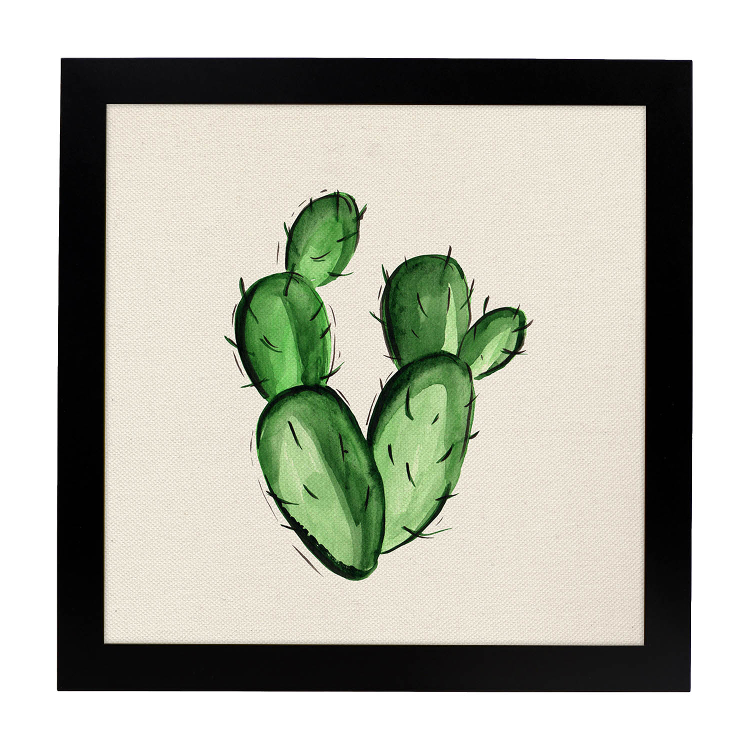 Poster de cactus dibujado. Lámina de Todo pasión-Artwork-Nacnic-20x20 cm-Marco Negro-Nacnic Estudio SL