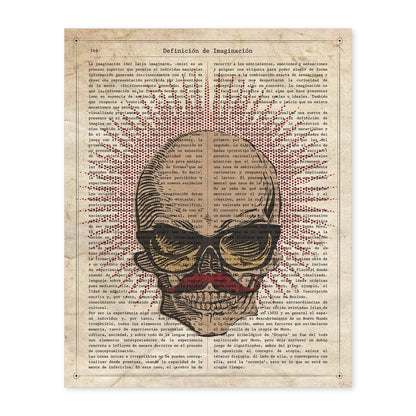 Poster de Calavera con bigote. Láminas de calaveras. Decoración de hogar.-Artwork-Nacnic-A4-Sin marco-Nacnic Estudio SL