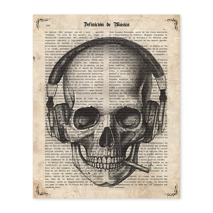 Poster de Calavera con cascos. Láminas de calaveras. Decoración de hogar.-Artwork-Nacnic-A4-Sin marco-Nacnic Estudio SL
