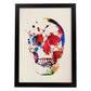 Poster de Calavera con diseño acuarela. Mix de láminas con estilo acuarela-Artwork-Nacnic-A4-Marco Negro-Nacnic Estudio SL