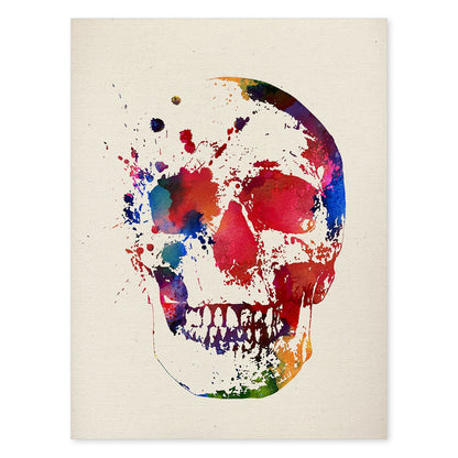 Poster de Calavera con diseño acuarela. Mix de láminas con estilo acuarela-Artwork-Nacnic-A4-Sin marco-Nacnic Estudio SL