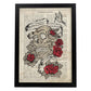Poster de Calavera con rosas. Láminas de calaveras. Decoración de hogar.-Artwork-Nacnic-A4-Marco Negro-Nacnic Estudio SL