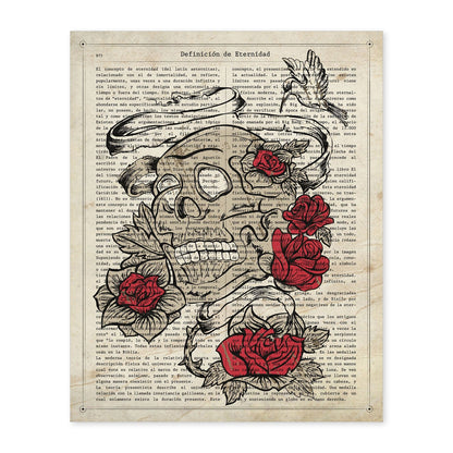 Poster de Calavera con rosas. Láminas de calaveras. Decoración de hogar.-Artwork-Nacnic-A4-Sin marco-Nacnic Estudio SL