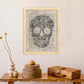 Poster de Calavera flores blanco y negro. Láminas de calaveras. Decoración de hogar.-Artwork-Nacnic-Nacnic Estudio SL