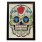 Poster de Calavera mexicana con flor. Láminas de calaveras. Decoración de hogar.-Artwork-Nacnic-A3-Marco Negro-Nacnic Estudio SL