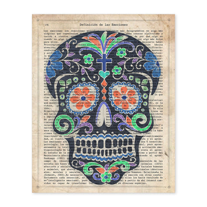 Poster de Calavera mexicana negra. Láminas de calaveras. Decoración de hogar.-Artwork-Nacnic-A4-Sin marco-Nacnic Estudio SL