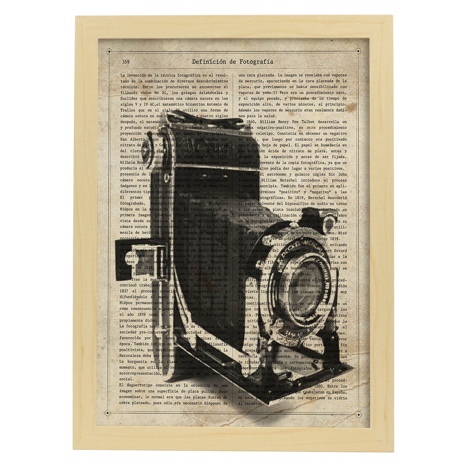 Poster de Camara antigua Kodak. Láminas de cámaras de fotos antiguas. Decoración de fotografía.-Artwork-Nacnic-A3-Marco Madera clara-Nacnic Estudio SL