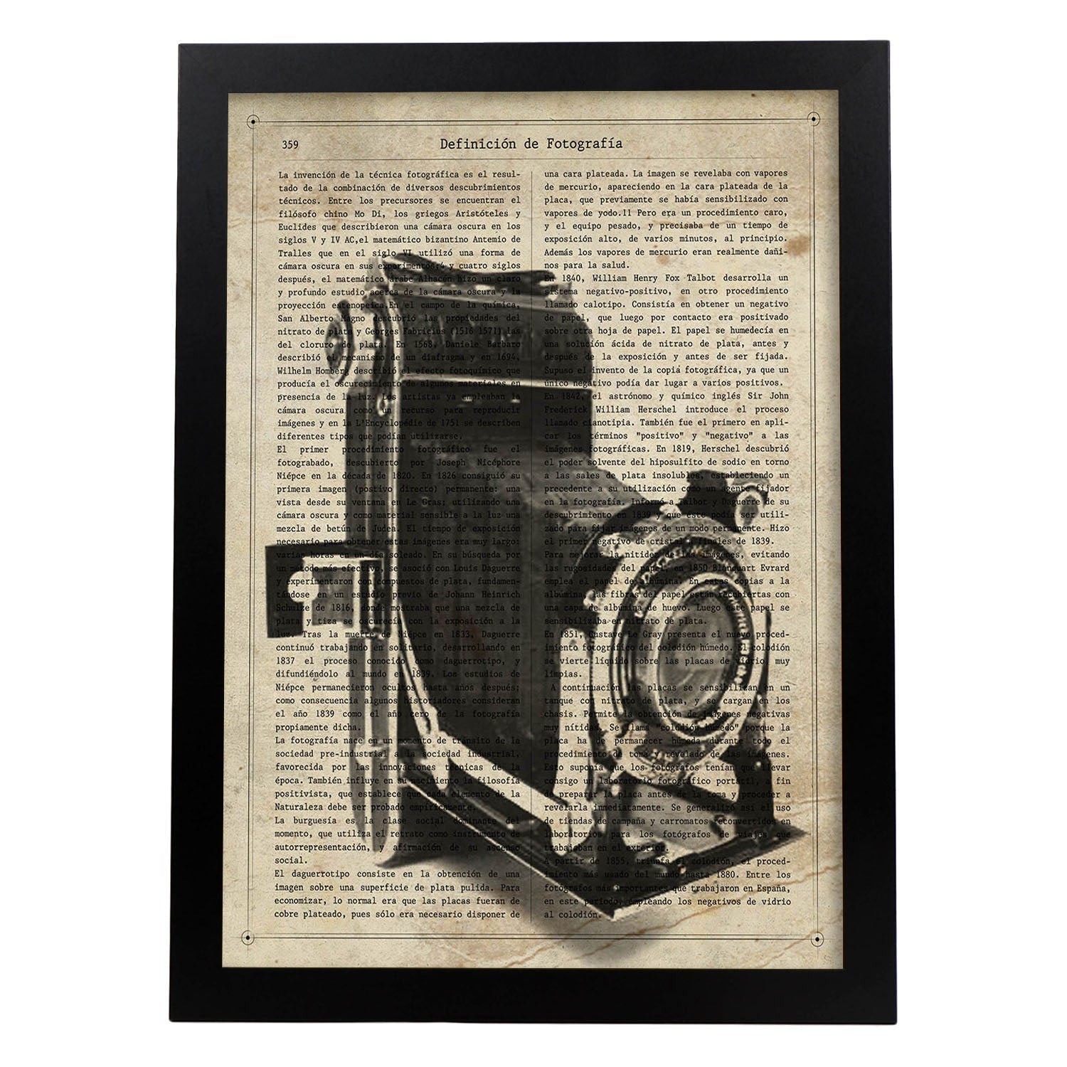 Poster de Camara antigua Kodak. Láminas de cámaras de fotos antiguas. Decoración de fotografía.-Artwork-Nacnic-A3-Marco Negro-Nacnic Estudio SL
