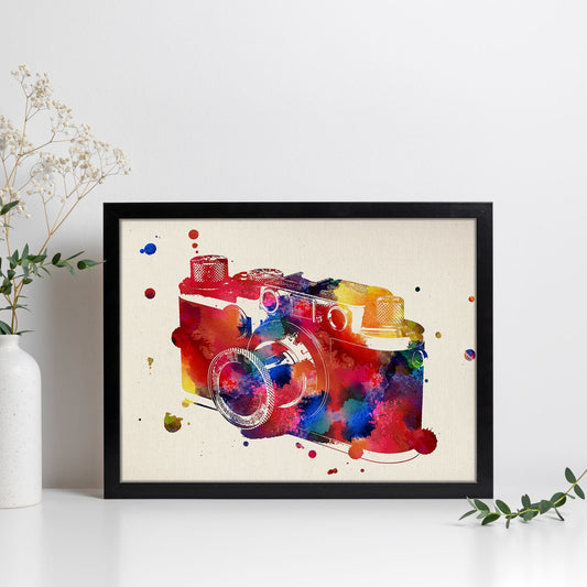 Poster de Cámara de fotos con diseño acuarela. Mix de láminas con estilo acuarela-Artwork-Nacnic-Nacnic Estudio SL
