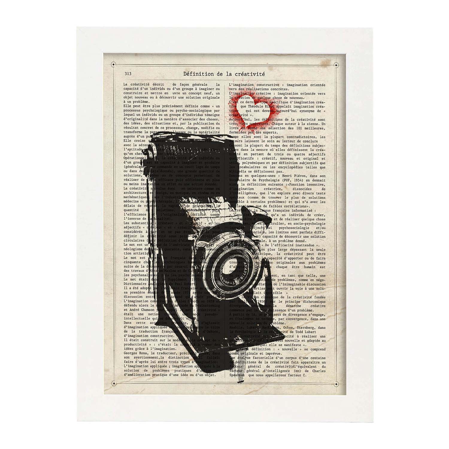 Poster de Camara Kinax corazon. Láminas de cámaras de fotos antiguas. Decoración de fotografía.-Artwork-Nacnic-A3-Marco Blanco-Nacnic Estudio SL