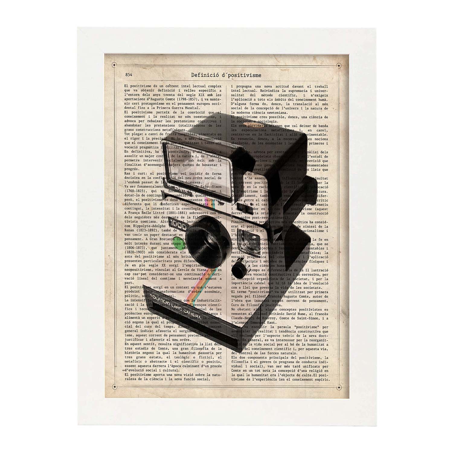 Poster de Camara Polaroid. Láminas de cámaras de fotos antiguas. Decoración de fotografía.-Artwork-Nacnic-A3-Marco Blanco-Nacnic Estudio SL